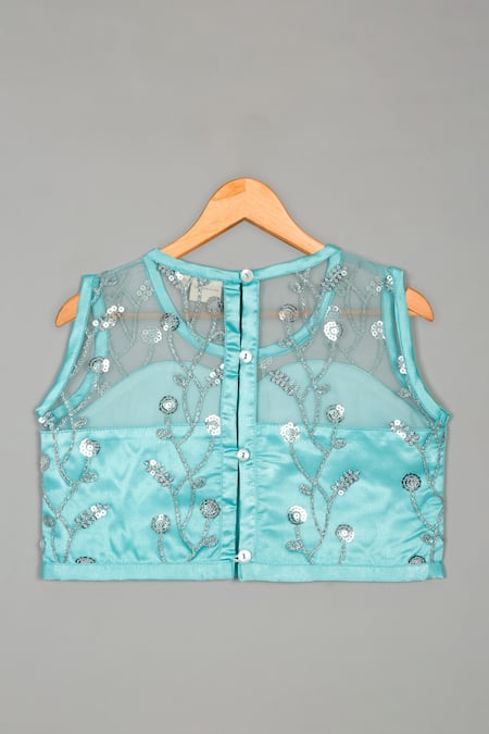 Buy Saka Designs Blue Net, Satin Sequins Embroidered Lehenga And Blouse Buy_Saka Designs_Blue Net, Satin Sequins Embroidered Lehenga And Blouse