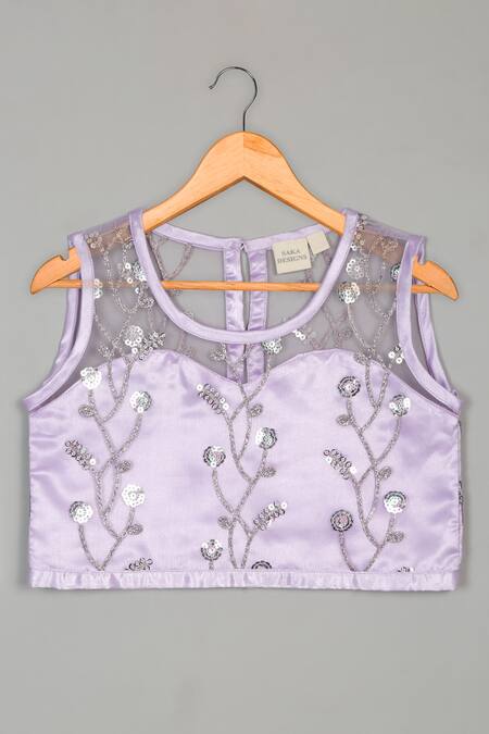 Saka Designs_Purple Net, Satin Sequins Embroidered Lehenga Set_Online_at_Aza_Fashions