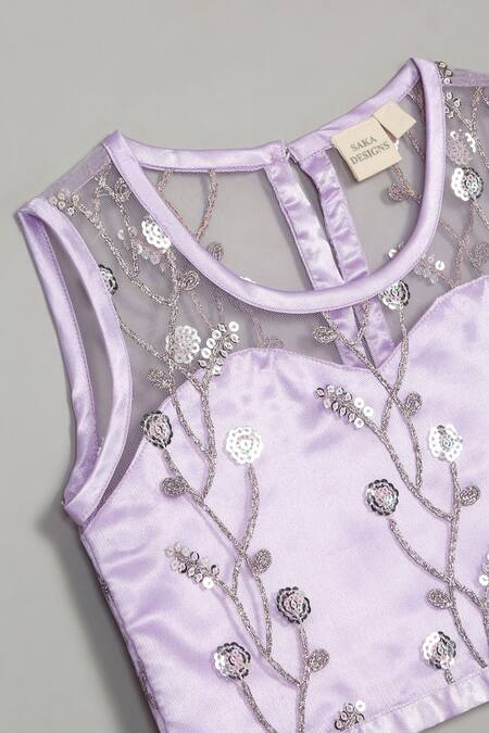 Buy_Saka Designs_Purple Net, Satin Sequins Embroidered Lehenga Set_Online_at_Aza_Fashions