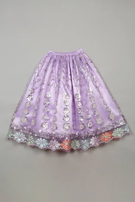 Saka Designs_Purple Net, Satin Sequins Embroidered Lehenga Set_at_Aza_Fashions