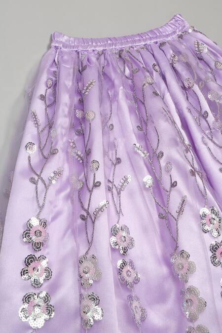 Buy_Saka Designs_Purple Net, Satin Sequins Embroidered Lehenga Set
