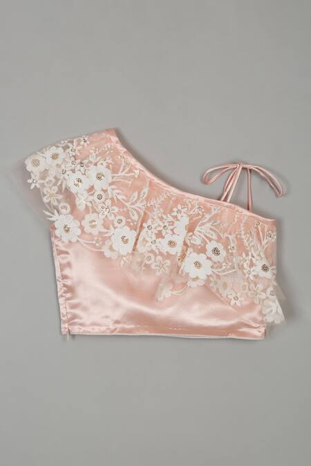 Saka Designs Peach Net, Satin Sequins, Embroidery Floral Lehenga And Blouse Online at Aza Fashions Saka Designs_Peach Net, Satin Sequins, Embroidery Floral Lehenga And Blouse_Online_at_Aza_Fashions