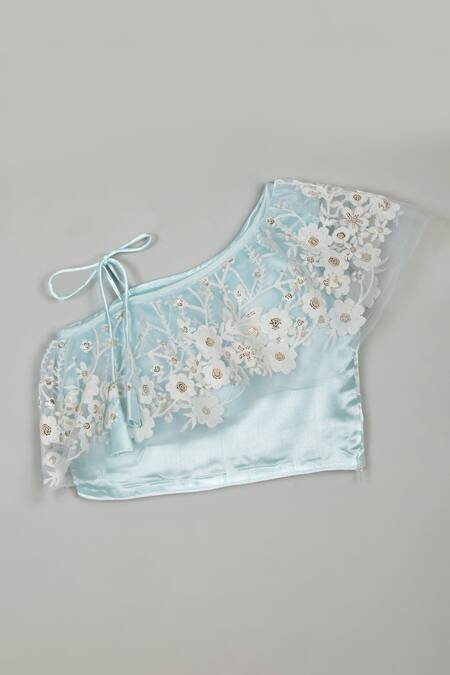 Buy Saka Designs Blue Net, Satin Sequins, Embroidery Floral Lehenga Set Online at Aza Fashions Buy_Saka Designs_Blue Net, Satin Sequins, Embroidery Floral Lehenga Set_Online_at_Aza_Fashions