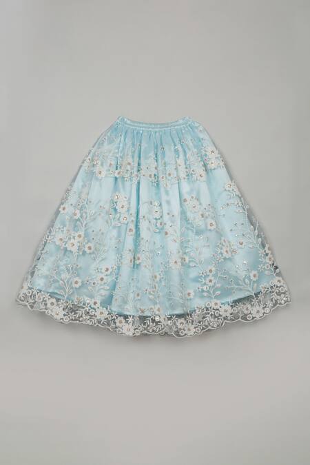 Saka Designs Blue Net, Satin Sequins, Embroidery Floral Lehenga Set at Aza Fashions Saka Designs_Blue Net, Satin Sequins, Embroidery Floral Lehenga Set_at_Aza_Fashions