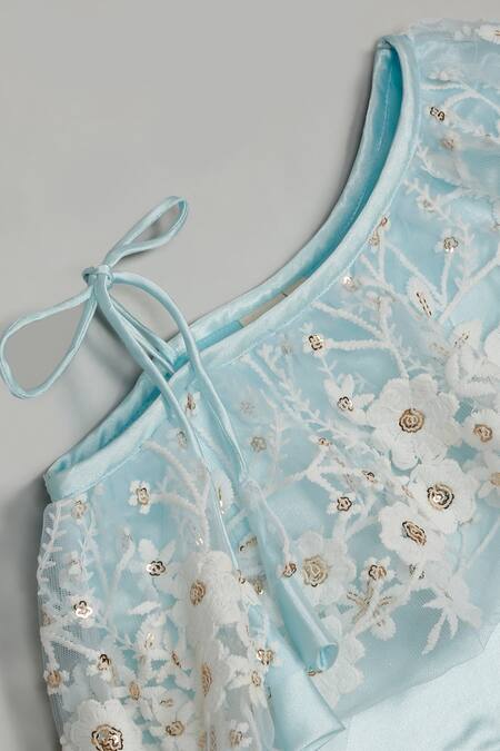 Buy Saka Designs Blue Net, Satin Sequins, Embroidery Floral Lehenga Set Buy_Saka Designs_Blue Net, Satin Sequins, Embroidery Floral Lehenga Set