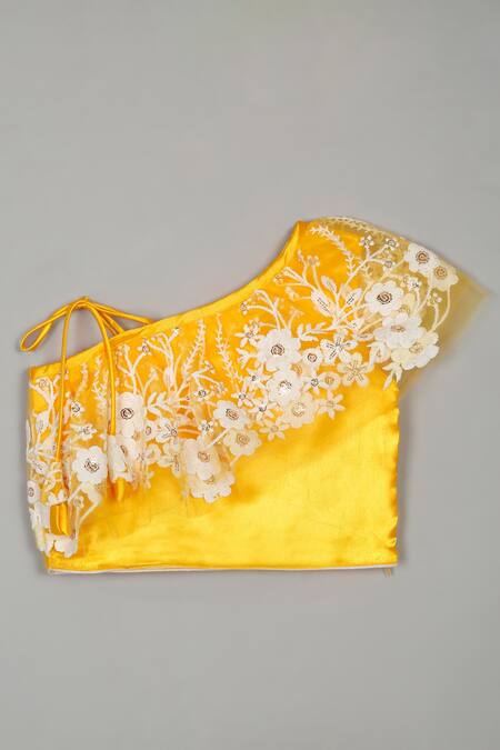 Saka Designs Yellow Net, Satin Sequins, Embroidery Lehenga Set at Aza Fashions Saka Designs_Yellow Net, Satin Sequins, Embroidery Lehenga Set_at_Aza_Fashions