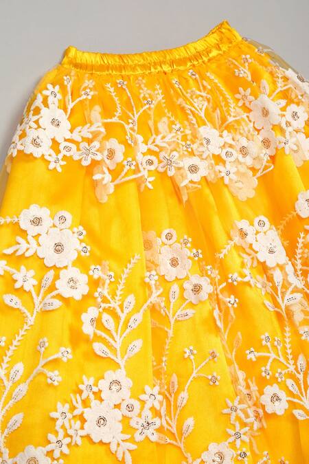 Buy Saka Designs Yellow Net, Satin Sequins, Embroidery Lehenga Set Buy_Saka Designs_Yellow Net, Satin Sequins, Embroidery Lehenga Set