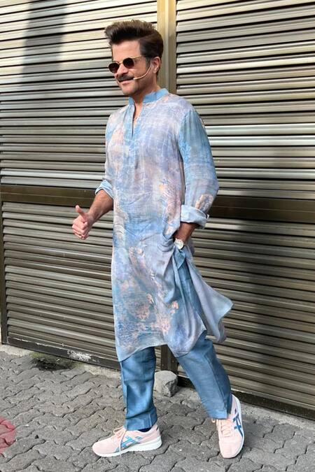 Buy_Nirmooha_Grey Chiffon And Nokia Silk Printed Kurta & Pant Set 