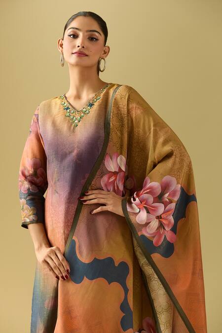 Buy Samyukta Singhania Multi Color Viscose, Silk Sequins, Beads Bloom Print Kurta Set With Dupatta Online at Aza Fashions Buy_Samyukta Singhania_Multi Color Viscose, Silk Sequins, Beads Bloom Print Kurta Set With Dupatta_Online_at_Aza_Fashions
