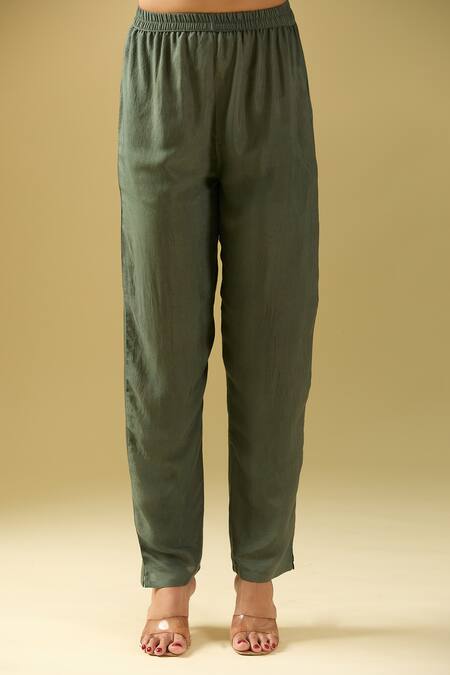 Shop Samyukta Singhania Gray Crepe, Cotton Beads Round Neck Geometric Print Kurta Set Online at Aza Fashions Shop_Samyukta Singhania_Gray Crepe, Cotton Beads Round Neck Geometric Print Kurta Set_Online_at_Aza_Fashions