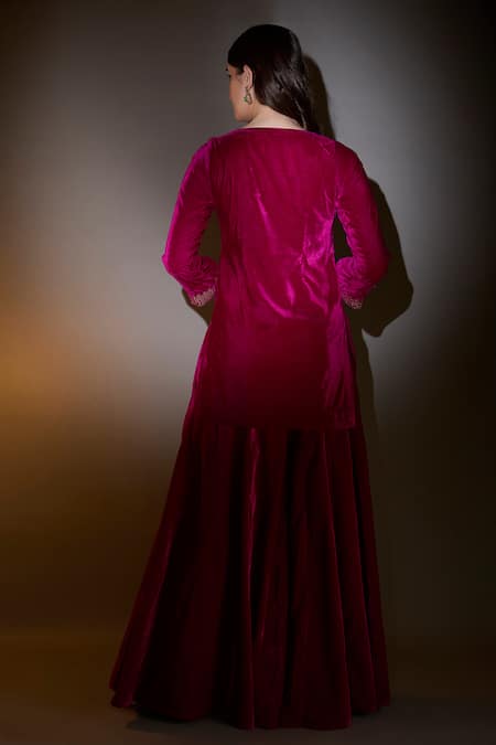 House Of TA-YA Embroidered Pink Kurta & Gharara Set 