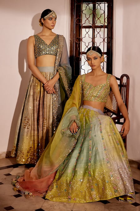 Loka By Veerali Raveshia 3D Floral Gotapatti Embroidered Lehenga Set 