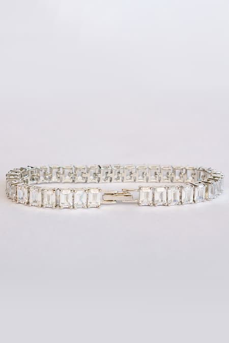 Zevar By Geeta White Imitation Diamonds Faux Bracelet Online at Aza Fashions Zevar By Geeta_White Imitation Diamonds Faux Bracelet _Online_at_Aza_Fashions