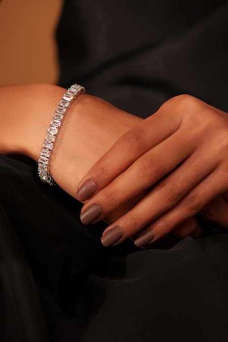 Buy Zevar By Geeta White Imitation Diamonds Faux Bracelet Online at Aza Fashions Buy_Zevar By Geeta_White Imitation Diamonds Faux Bracelet _Online_at_Aza_Fashions