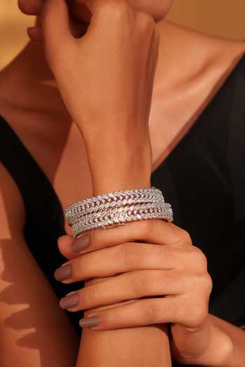 Buy_Zevar By Geeta_White Fabric Flowers Faux Diamond Embellished Bangles Set _Online_at_Aza_Fashions