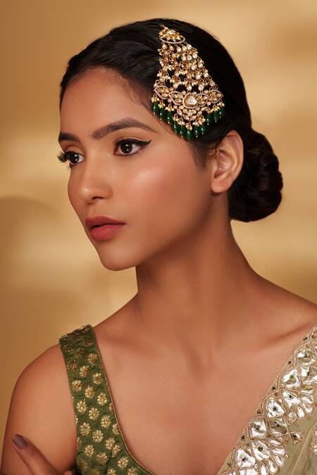 Buy Zevar By Geeta Gold Plated Polki Studded Bead Drop Passa Online at Aza Fashions Buy_Zevar By Geeta_Gold Plated Polki Studded Bead Drop Passa _Online_at_Aza_Fashions