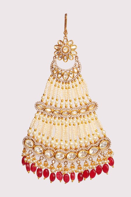 Zevar By Geeta Gold Floral Polki Studded Passa