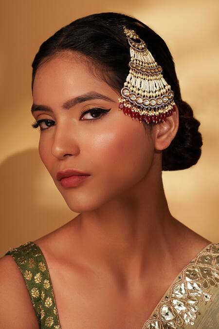 Zevar By Geeta Gold Plated Floral Polki Studded Passa Online at Aza Fashions Zevar By Geeta_Gold Plated Floral Polki Studded Passa _Online_at_Aza_Fashions