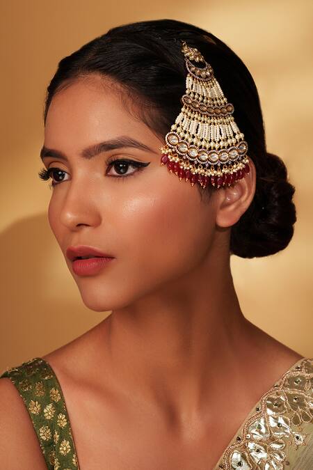 Buy Zevar By Geeta Gold Plated Floral Polki Studded Passa Online at Aza Fashions Buy_Zevar By Geeta_Gold Plated Floral Polki Studded Passa _Online_at_Aza_Fashions