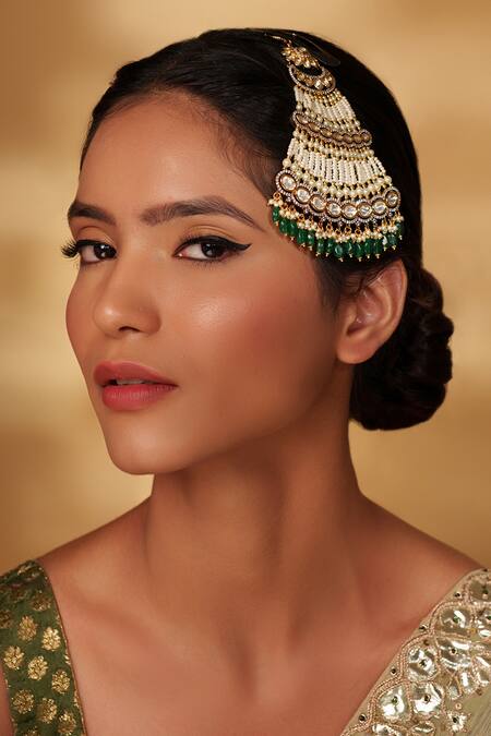 Buy Zevar By Geeta Gold Plated Polki Studded Passa With Beads Online at Aza Fashions Buy_Zevar By Geeta_Gold Plated Polki Studded Passa With Beads _Online_at_Aza_Fashions