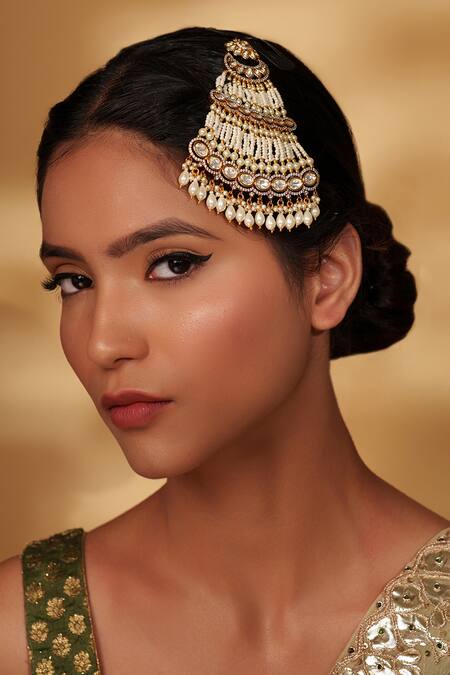 Buy Zevar By Geeta Gold Plated Polki Studded Pearl Passa Online at Aza Fashions Buy_Zevar By Geeta_Gold Plated Polki Studded Pearl Passa _Online_at_Aza_Fashions