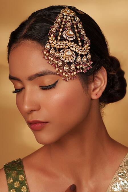 Buy Zevar By Geeta Red Gold Two Tone Kundan Passa Online at Aza Fashions Buy_Zevar By Geeta_Red Gold Two Tone Kundan Passa _Online_at_Aza_Fashions