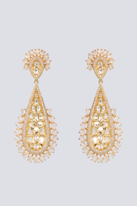 Zevar By Geeta Kundan Stone Dangler Earrings