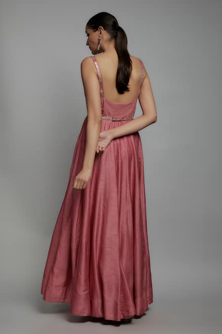 Loka By Veerali Raveshia Floral Gota Mirror Embroidered Anarkali Set 