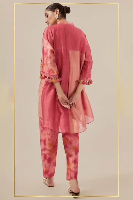 Loka By Veerali Raveshia Ombre Mirror Embroidered Tunic & Pant Set 