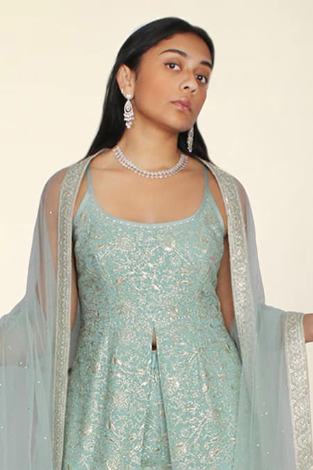 Kavita D Gul Embroidered Aqua Blue Kurta Set 