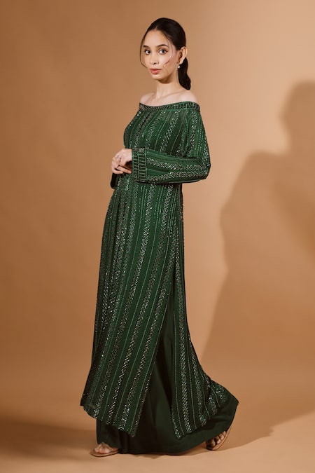 Kavita D Embroidered Off Shoulder Kurta Set 