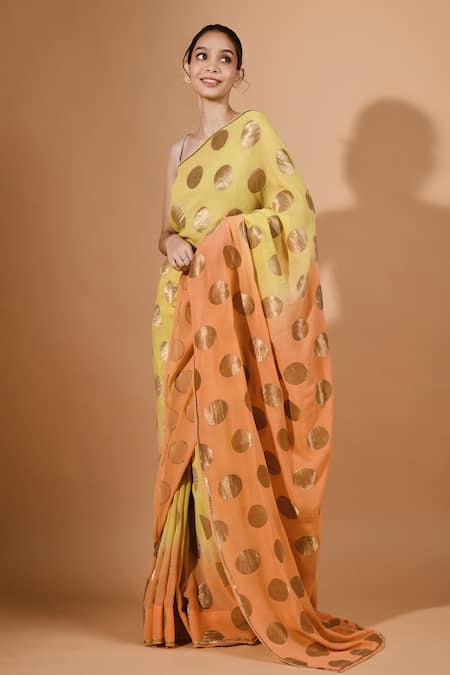 Kavita D Ombre Polka Dot Saree Set 