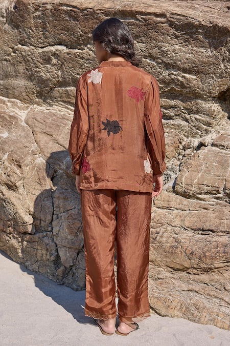 Ayaka Brown Scalloped Hem Pant 