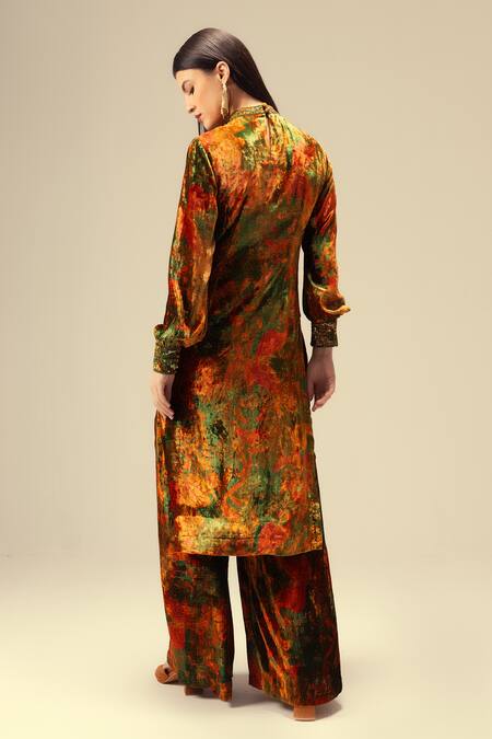 Reena Sharma Abstract Print Kurta Set With Flared Pant 
