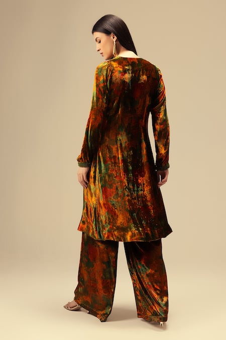 Reena Sharma Printed Jacket Kurta Set With Flared Pant 