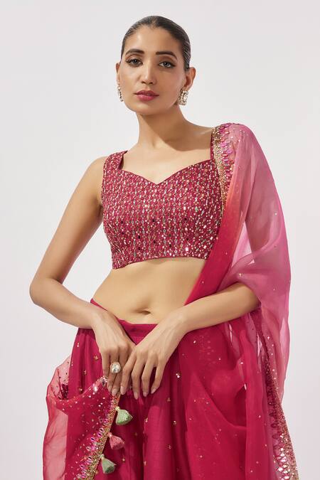 Buy_Loka By Veerali Raveshia_Pink Chanderi Silk, Silk, Organza Sequins, Zardozi And Embroidered Sharara Set _Online_at_Aza_Fashions