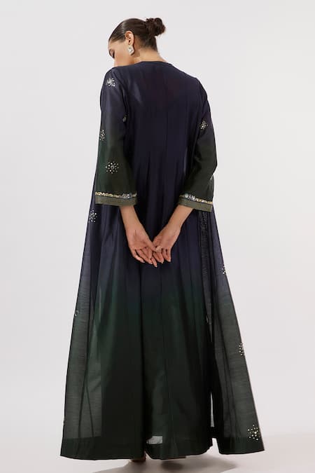 Loka By Veerali Raveshia Mirror Work Cape & Slip Dress Set 