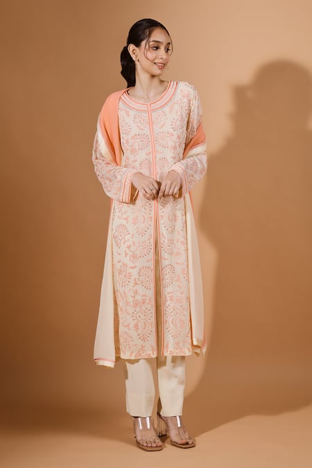 Kavita D Bloom Embroidered Kurta Pant Set 