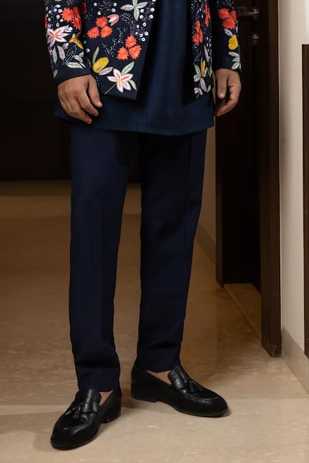 Yoseba Blue Linen, Bamboo, Cotton Embroidery Floral Jacket And Kurta Set Online at Aza Fashions Yoseba_Blue Linen, Bamboo, Cotton Embroidery Floral Jacket And Kurta Set _Online_at_Aza_Fashions