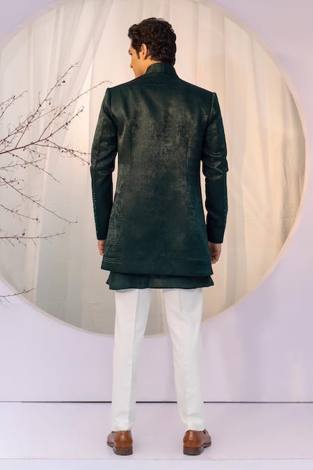 Yoseba Wave Embroidered Jacket Kurta Set 