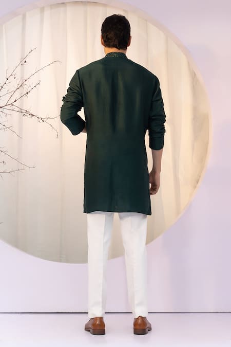 Yoseba Emerald Green Embroidered Kurta & Pant Set 