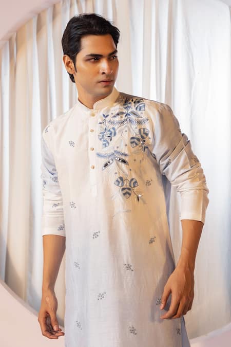 Buy Yoseba Blue Bamboo, Cotton Embroidery Gradient Kurta And Pant Set Buy_Yoseba_Blue Bamboo, Cotton Embroidery Gradient Kurta And Pant Set