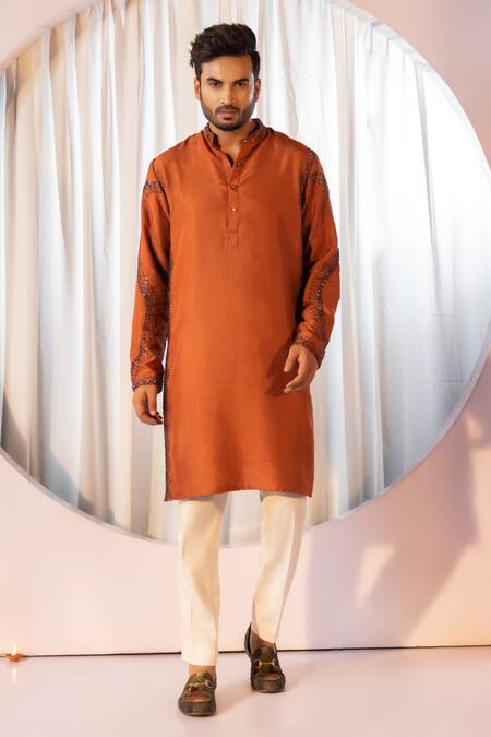 Buy Yoseba Brown Linen, Satin, Cotton Cut Work Cutdana Embellished Kurta And Pant Set Online at Aza Fashions Buy_Yoseba_Brown Linen, Satin, Cotton Cut Work Cutdana Embellished Kurta And Pant Set _Online_at_Aza_Fashions