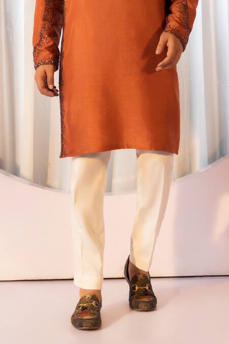 Shop Yoseba Brown Linen, Satin, Cotton Cut Work Cutdana Embellished Kurta And Pant Set Online at Aza Fashions Shop_Yoseba_Brown Linen, Satin, Cotton Cut Work Cutdana Embellished Kurta And Pant Set _Online_at_Aza_Fashions