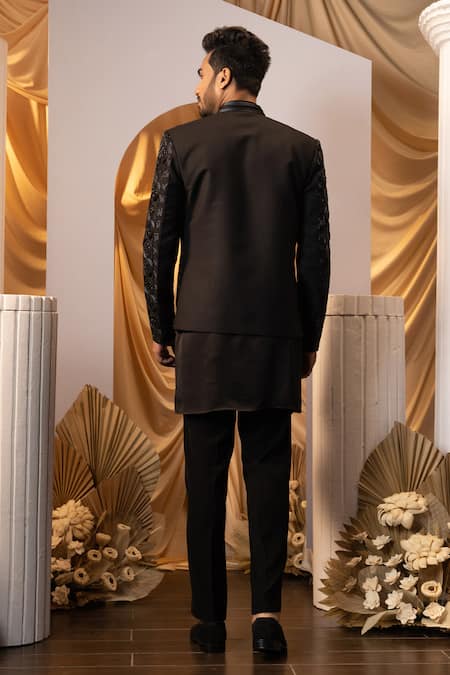 Yoseba Cutdana Embroidered Black Kurta Set 