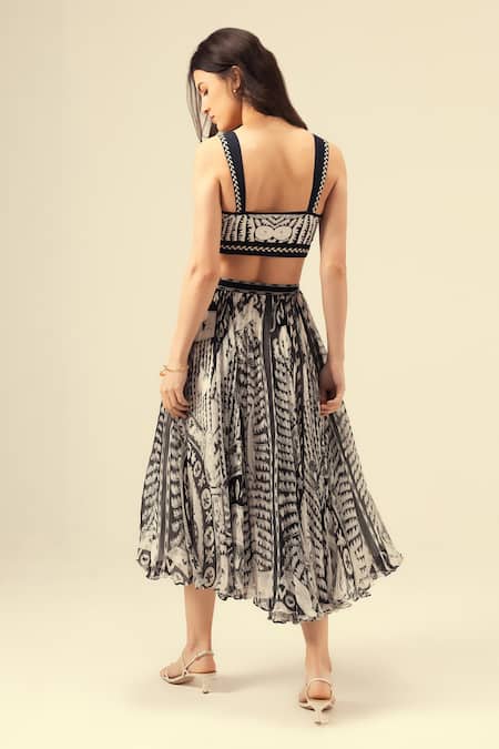Reena Sharma Monochromatic Print Corset & Skirt Set 
