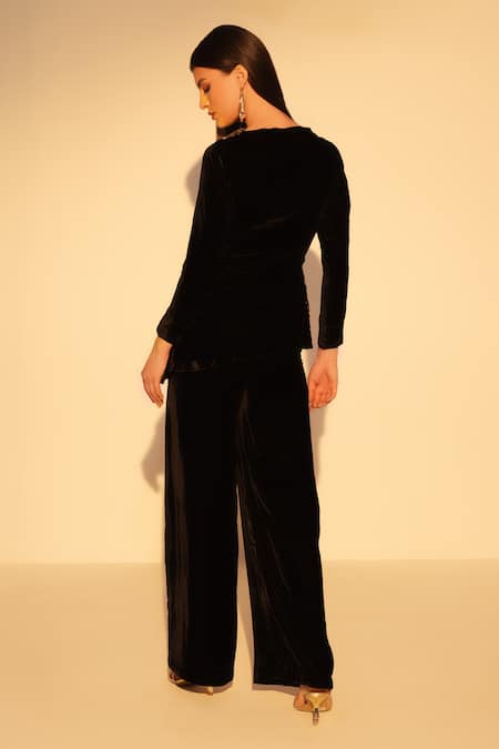 Reena Sharma Floral Sequin Embroidered Asymmetric Top 