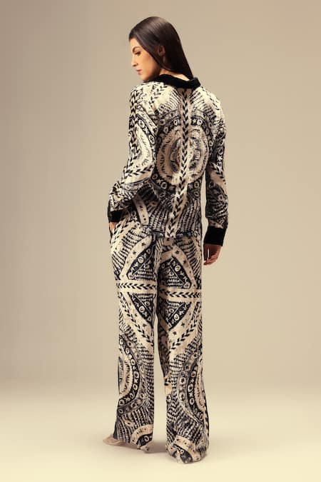 Reena Sharma Monochromatic Ethnic Print Shirt & Pant Set 