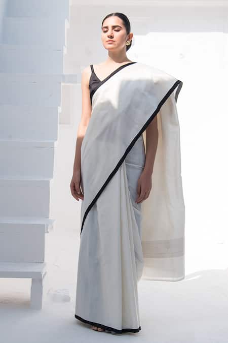 Sacred Weaves White Satin Placement Paisley Motif Saree Online at Aza Fashions Sacred Weaves_White Satin Placement Paisley Motif Saree_Online_at_Aza_Fashions