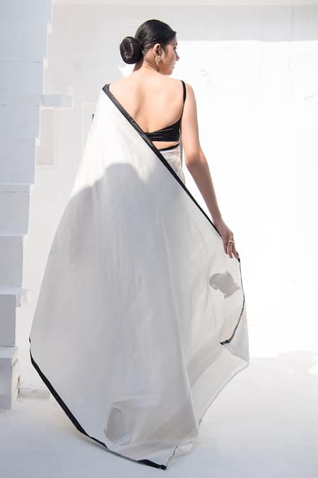 Shop Sacred Weaves White Satin Placement Paisley Motif Saree at Aza Fashions Shop_Sacred Weaves_White Satin Placement Paisley Motif Saree_at_Aza_Fashions